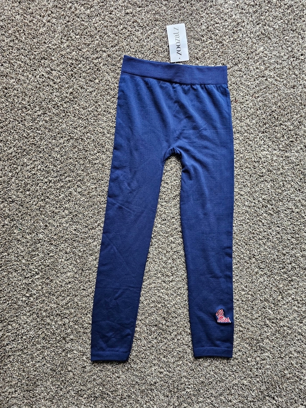 Zoozatz Girls Navy Leggings with Pink Script Accent